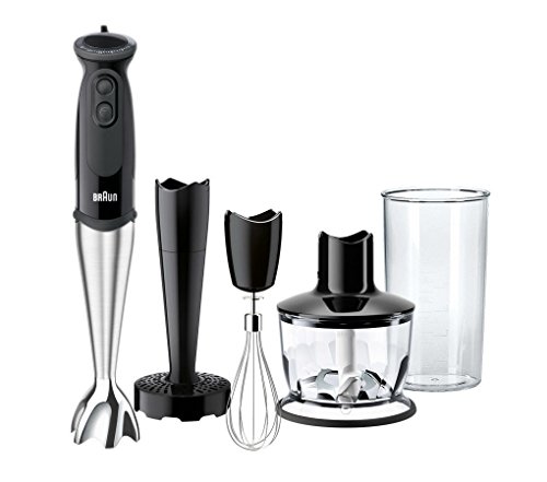 Braun Minipimer 5 MQ5137bk Sauce - Batidora de mano 750w, 21 velocidades, accesorio montanatas, pasapuré y picadora de 500 ml, vaso medidor 0,6 l, negro