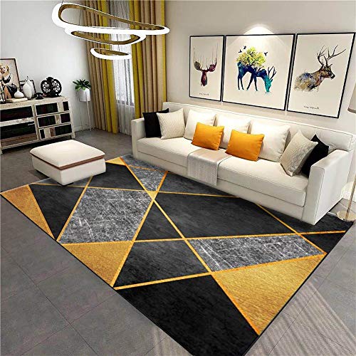 BRRLL Alfombra Salón Design Home Geometrico Negro Amarillo Moderna Económica Mejor Precio Tradicional Pastel Geométrico Inspiración Multicolor Dormitorio Juegos Antideslizante 3D Rugs D4346 110x160cm