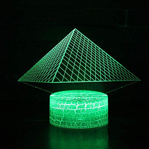 BTEVX 3D Illusion Lamp Led Night Light Big Pyramids Theme 7 Color Changing Touch Mood Christmas Gift Pping Room Decoration Sleep Lamp Children Gift