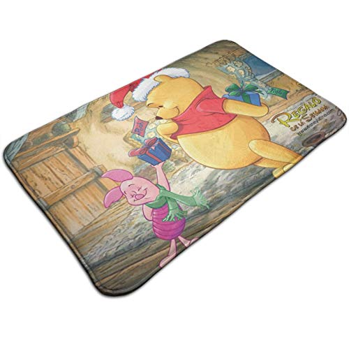 Caelpley Alfombrillas De Baño Antideslizantes, Alfombrilla De Baño Súper Acogedora, Suave Y Absorbente, para Bañera, Ducha Y Alfombra De Baño, Disney Winnie Pooh Y Pigle Navidad