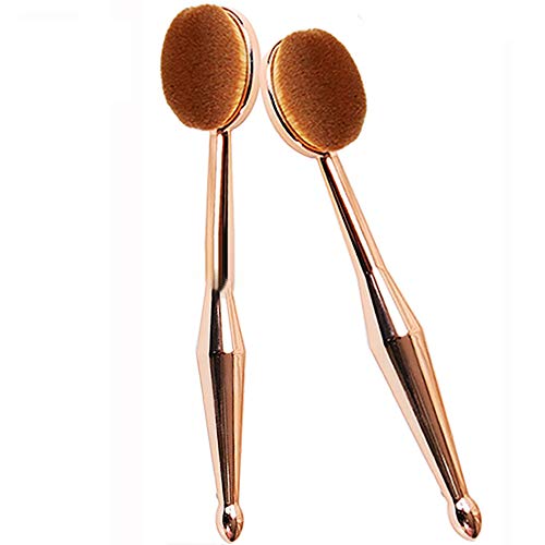 CAILI 2 PCS Brocha de Maquillaje, Brocha de Base para Cepillo de Dientes, Brocha de Maquillaje Profesional Multifunción para Base, Rubor, Corrector, Sombra de Ojos (oro rosa)