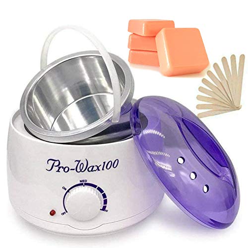 Calentador Cera Eléctrica Profesional Depilación 500ml Máquina de cera profesional 4 cera caliente para el rostro, cuerpos velocidades ajustable eficaz y rápida (Purpura 4cera)