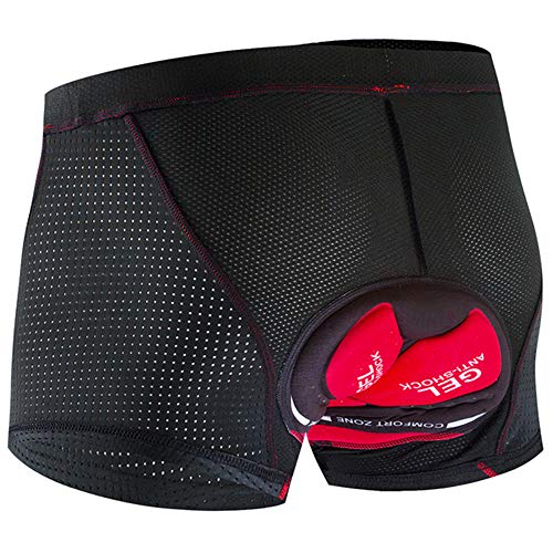 Calzoncillos Ciclismo para Hombres con Gel Acolchado 5D, Transpirables Calzoncillos Bicicleta MTB Elásticos A Prueba Golpes con Almohadillas Asiento, para Deportes De Descenso,Black Red,XL