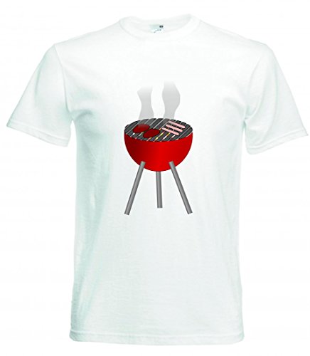 Camiseta de Manga Corta para Barbacoa, Hamburguesa, carbón Vegetal, para cocinar, para Hombre, Mujer, niños, 104-5XL Blanco S