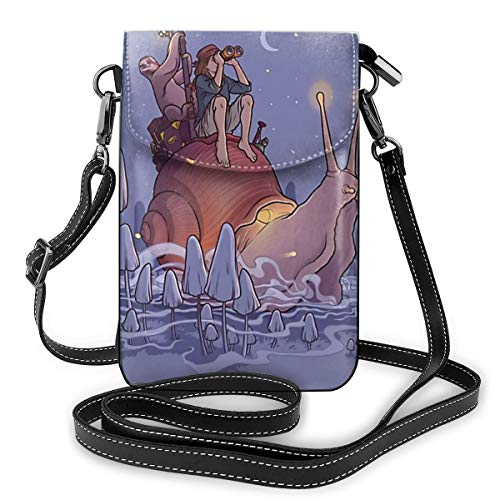 Caracol de piel con diseño de perezoso para el hombro, para el teléfono celular, bolsillo para mujeres, al aire libre, campamento, bolsa deportiva