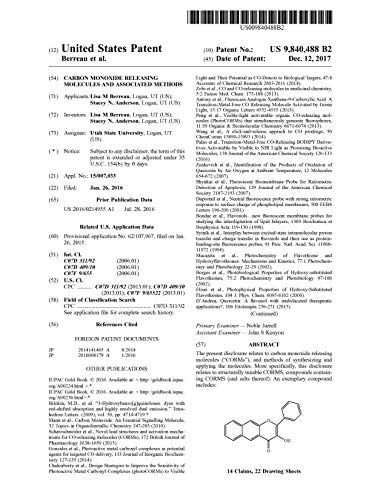 Carbon monoxide releasing molecules and associated methods: United States Patent 9840488 (English Edition)