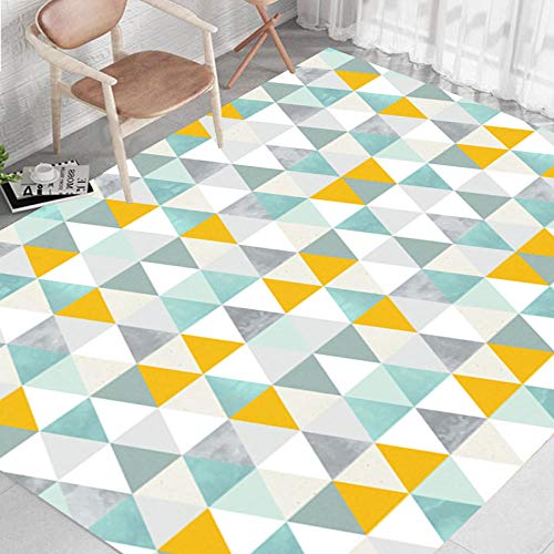 CMwardrobe Moderno Alfombra Pelo Corto Salón Gran Tamaño Dormitorio Moqueta Costuras de triángulo Gris Verde Amarillo Interior Decoración Rug 120×160CM(3ft11 x5ft3)