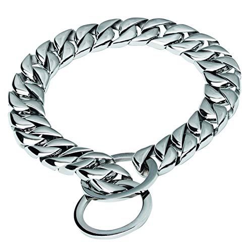 Collares Básicos Cadena De Fundición De Acero Inoxidable Collar De Perro Collar De Perro Mediano Perfectamente Soldado Con Autógena Plata 14Mm * 20 ", 14Mm * 20"