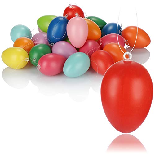 com-four® 24x Huevos de Pascua para Colgar - Decoraciones de Pascua Decoraciones de Pascua - tamaño: 6 cm [la selección varía]