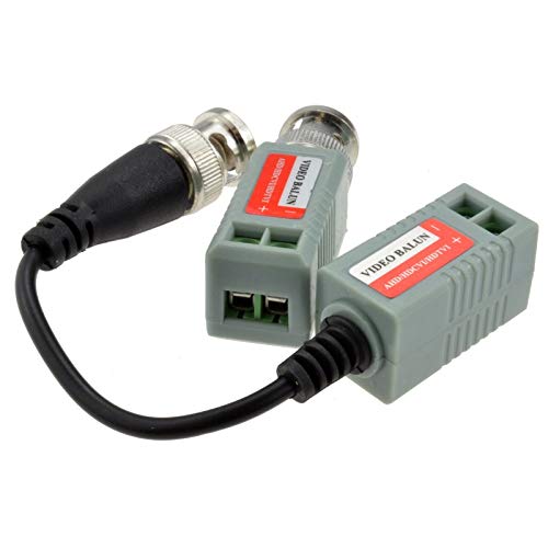 Conectores BNC Conector Macho Terminal de Tornillo Coaxial Cat5 Cat6 Adaptador Transceptor de Video Balun con Extensión de Cable Corto Compatible con Cámara de Vigilancia CCTV, DVR, TV, Video, HD-TVI