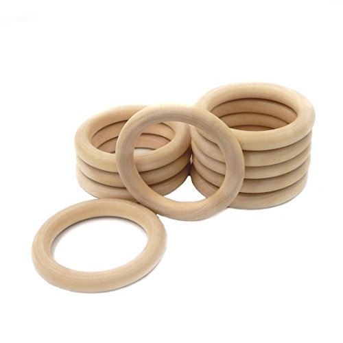 Coskiss 10pcs Bebé de la dentición de madera Anillo de madera de 55 mm de diámetro exterior (2,16 pulgadas) mordedores que lanzan juegos DIY anillo de collar y pulsera Accesorios (10)