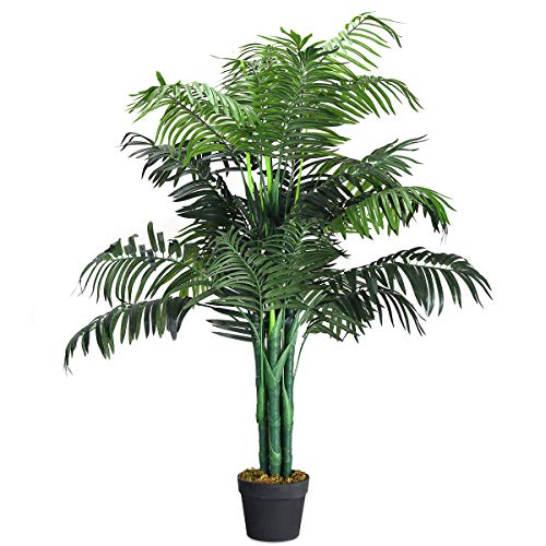 COSTWAY Palmera Artificial Altura 110cm Planta Árbol Artificial para Oficina Hogar Decoración Interior