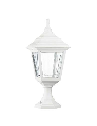 Cristher Lighting - Baliza sobremuro CLIC-CLAC 4 blanco portalámpara E27 exterior IP44. Baliza para muros de estilo clásico farol ideal para jardín de residencias.