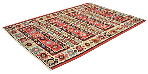 Cristina Carpets Alfombra Kilim Turco Viejo Sharkoy 142 x 198 tejida a mano original 100% lana