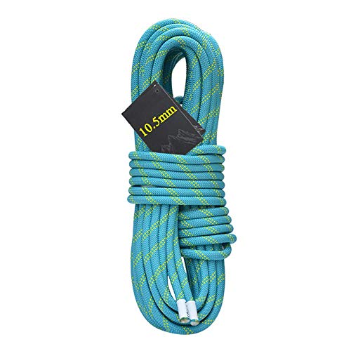 Cuerda estática azul resistente al desgaste, cuerda de nailon de rescate de montañismo al aire libre, baja elasticidad, suave, alta carga y la piel exterior no se desliza (tamaño: 10,5 mm x 80 m)