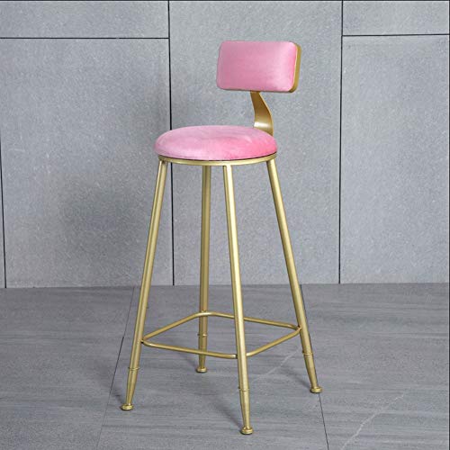 De Estilo nórdico de Terciopelo de Oro Estructura de la Silla de Maquillaje heces Contador heces sillas Altas de la Moda (Color : Pink, Size : 65cm)