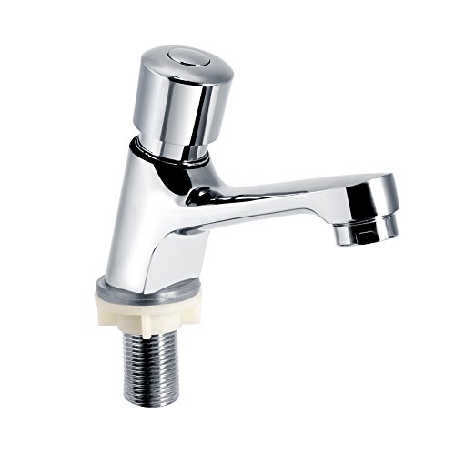 Delay Faucet Gifo del Grifo del Baño Plateado Cromo Grifo de Cierre Automático Ahorro de agua Grifo para el Baño de la Cocina Pública