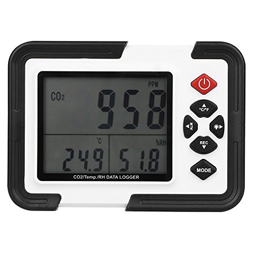 Detector de CO2 metros, detector de CO2, medidor digital de CO2, 9999ppm, monitor de humedad dependiente de la temperatura, pantalla LCD de 3,5" con retroiluminación, memoria de registro de datos