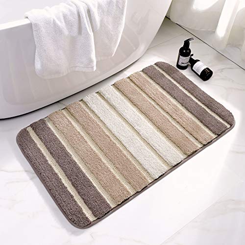 DEXI Alfombra Baño Antideslizante,Alfombrilla de Baño Absorbente,Alfombra De Baño Lavable a Máquina con Microfibras Suaves de Agua para Bañera,Ducha y Baño (40 x 60 cm,Beige)