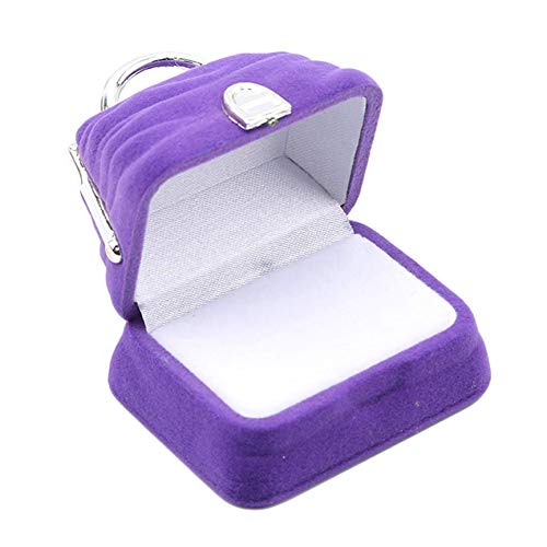 DHTOMC Caja de Regalo de la Caja de Regalo del Anillo de la Forma del Bolso Caja de Almacenamiento de joyería de Terciopelo Accesorios para Las Mujeres Regalos Xping (Color : Purple)