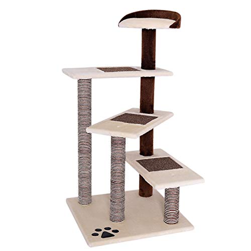 dibea Árbol rascador árbol para escalar árbol rascador para gatos Altura 100 cm beige/marrón