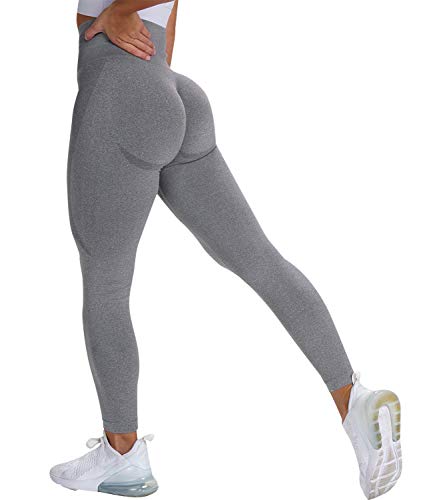 DUROFIT Leggings Deportivos Mujer Mallas Pantalones de Yoga Entrenamiento Leggins Polainas de Yoga sin Costura para Mujer Push Up Cintura Alta Gris M