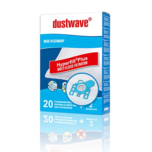 dustwave® – 20 bolsas de aspiradora para Miele – Filtro de polvo para aspiradora automática – Fabricado en Alemania + Incluye microfiltro