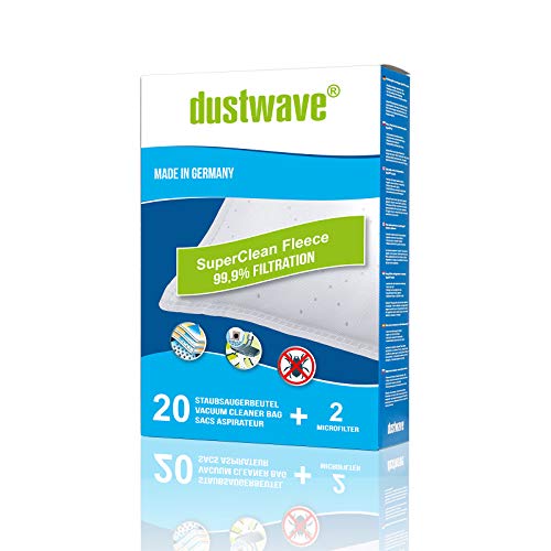 dustwave® - 20 bolsas para aspiradora Moulinex MO 1500.1599 Serie, Moulinex MO 2400.2499 Serie – Fabricado en Alemania + Incluye microfiltro