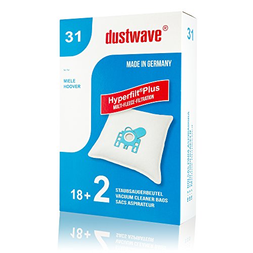 dustwave Megapack - 20 bolsas para aspiradora Miele Parkett&Co.4000 (fabricadas en Alemania, incluye microfiltro)