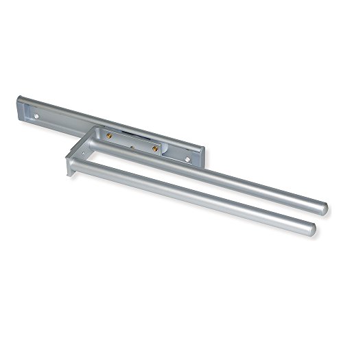 EMUCA - Toallero Extensible 2 Brazos, Colgador de Toallas para baño o Cocina de Aluminio anodizado Mate, 310mm de Largo