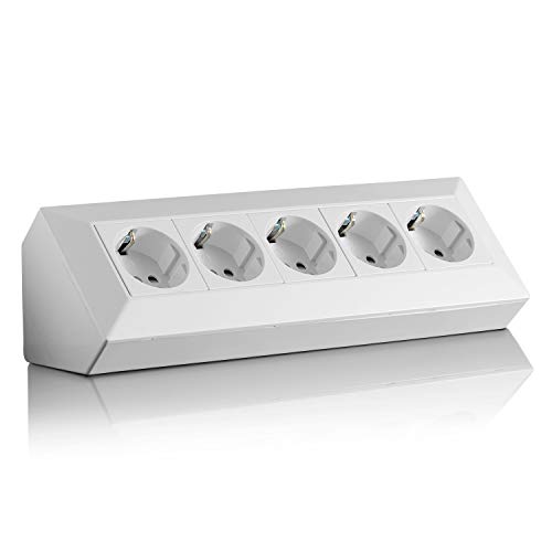 Enchufe de esquina Schuko, USB para cocina, oficina, taller, regleta para cocina de encimera, enchufe de montaje o enchufe de base, sin cable, plástico, color blanco