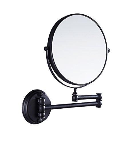 Eridanus Espejo de Maquillaje de Aumento de Pared, Espejo Cosmético 1X y 3X Ampliación de Doble Cara Giratoria de 360°para Baño Espejo Tocador Extensible, Negro