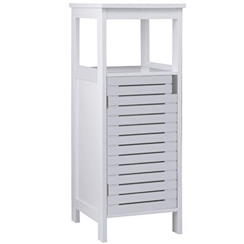 EUGAD Mueble de Baño Armario de Ducha Eatantería de salón Mesita de Noche Mueble de Esquina Armario de Medicina para Baño Cocina Dormitorio 30x30x78cm Blanco MDF 0023WY