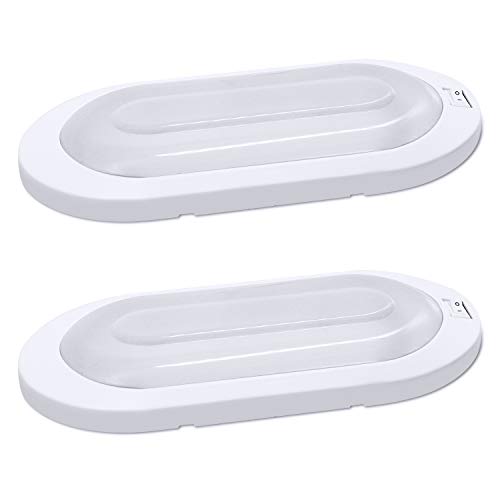 Facon New LED 12V Luz Brillante Tipo panqueque Luz de Techo Interior de Techo 6W 470 LM con Interruptor de Encendido/Apagado (2-Packs, 3400K Warm White)