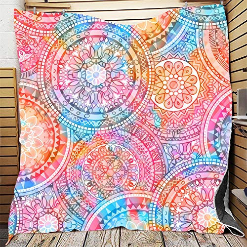 Fansu Colcha Acolchada Fina Suave Cubrecama Rellenos Finos Toda Temporada Edredón Estampada Colchas Bouti Cama 90/135/150, Manta para Sofa para niños Adultos (Mandala,226x280cm)