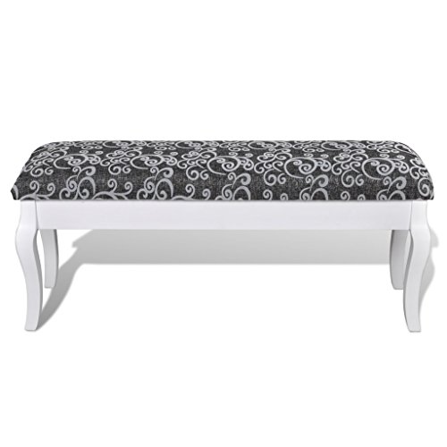 Festnight Taburete Pie de Cama Banco Tapizado Hocker Acolchada Banco Dormitorio de Madera 110x36x46cm Negro