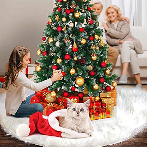 Flysee Falda del árbol de Navidad Blanco Christmas Tree Skirt Base de árbol de Navidad para la Decoración de la Fiesta de Navidad (Blanco, 31inch/78cm)
