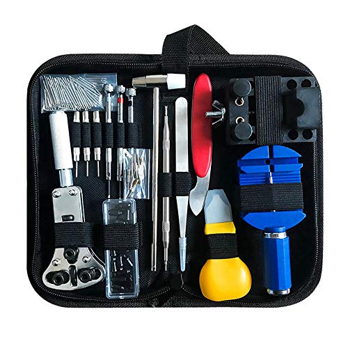 Forepin 147pcs Profesional Kit de herramientas de reparación de reloj, Barra de Resorte Pin Link Removedor portátil relojero de ajuste de resorte de removedor Kit con el caso de transporte