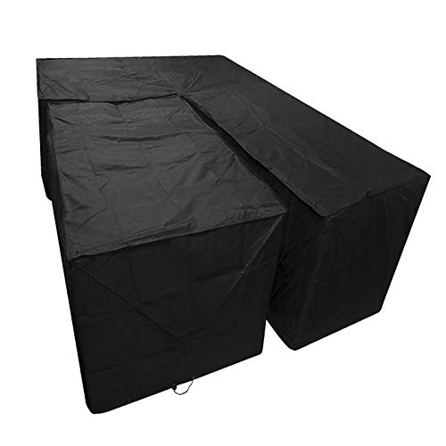 Funda Protectoras Muebles Jardin, Sofá En Forma De L Rectángulo Funda Para Muebles De Jardín Impermeable A Prueba De Viento Cubierta De Mesa De Jardín Para Patio (215*215*87cm+155*95*68cm)