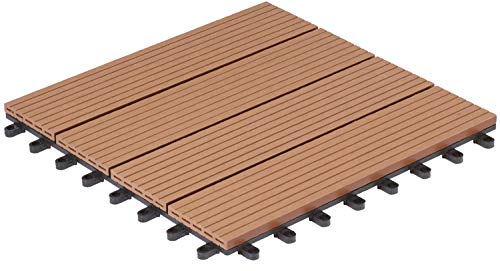 Gartenfreude 4600-1005-006 - Nunca terrazas del Piso de wpc Suelo de baldosas baldosas de 10-Set (Aproximadamente 0,9 m2), 30 x 30 cm, de Color marrón Claro, Perfil Hueco