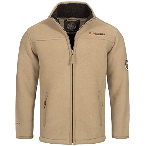 Geographical Norway ULMAIRE - Chaqueta de forro polar para hombre, forro polar cálido, forro de peluche, talla S-XXXL marrón claro M