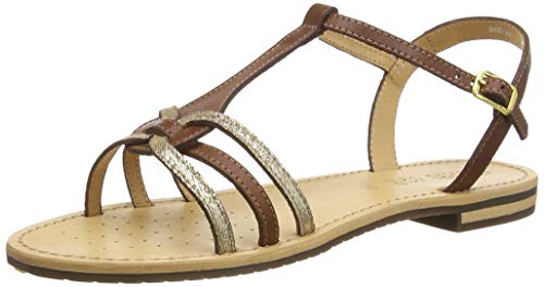 Geox D Sozy G, Sandalias con Punta Abierta para Mujer, Marrón (Brown/Lt Bronze C6fb6), 37 EU