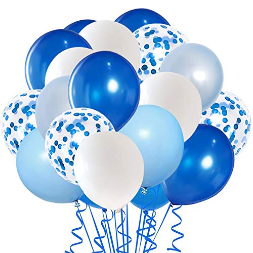 Globos Azules y Blancos, 50 piezas de 12 pulgadas Globos de Confeti Azul y Azul para la Decoración del Banquete de Boda de Cumpleaños para la Decoración del Banquete de Boda de Cumpleaños