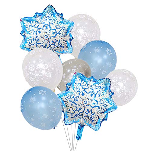 Globos de copo de nieve de Frozen, color plateado y azul claro, decoraciones para invierno, Navidad y fiesta de cumpleaños
