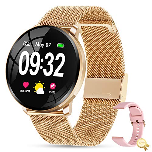 GOKOO Reloj Inteligente Mujer Smartwatch Bluetooth Rastreador de Fitness Pulsómetros Monitor de Sueño IP67 Impermeable Reloj Deportivo Compatible con Android iOS