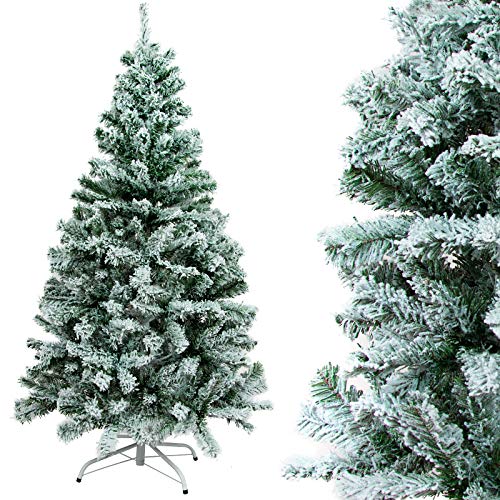 Gotoll Árbol de Navidad Nevado 120cm 250 Ramas,Árbol de Navidad Artificial de Pino con Soporte Metálico Árbol Navideña de PVC Abeto Decoración Navideña Decoración Navideña en Interiores y Exteriores