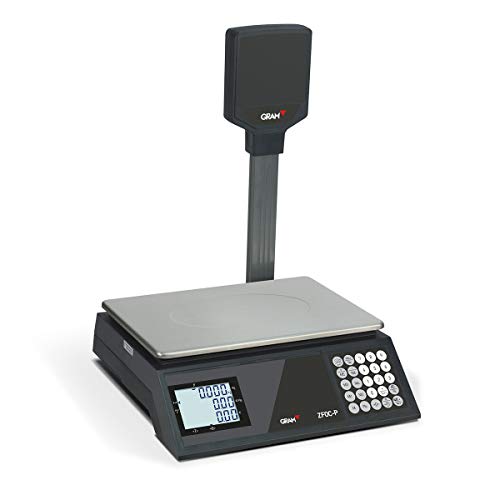 Gram ZFOC-30P RS Báscula Comercial Profesional (30kg/5g) - Legal/Homologada para frutería, tienda - Batería 5000 horas - Doble display - Salida datos PC