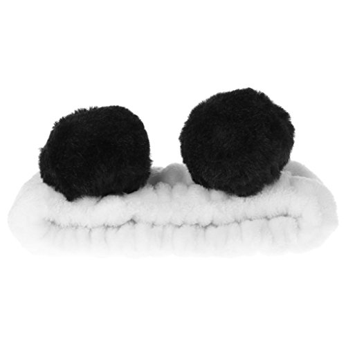 GROOMY Mujeres Lindo Panda Oreja Diadema Maquillaje Ducha Cabezal Envoltura Diadema Cara SPA elástico - Negro