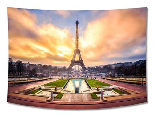 GUAMISS Imprimir Colgando Pared Tapices Pared Mantas –Cuadro Decoracion Amanecer Torre Eiffel Imagen Pared –150X130 cm (Approx. 60X52 Inch)