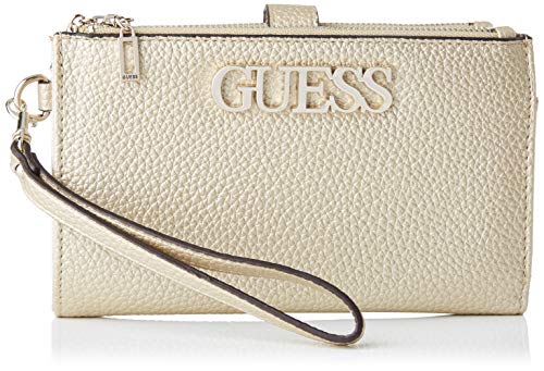Guess Uptown Chic SLG DBL Zip ORGNZR, Small Leather Goods para Mujer, Dorado, Talla única